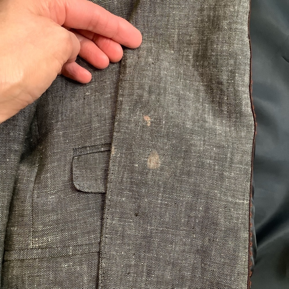 H&M Gray Linen Blazer Jacket Men's Size 44R Sport Coat Neutral - Picture 13 of 14